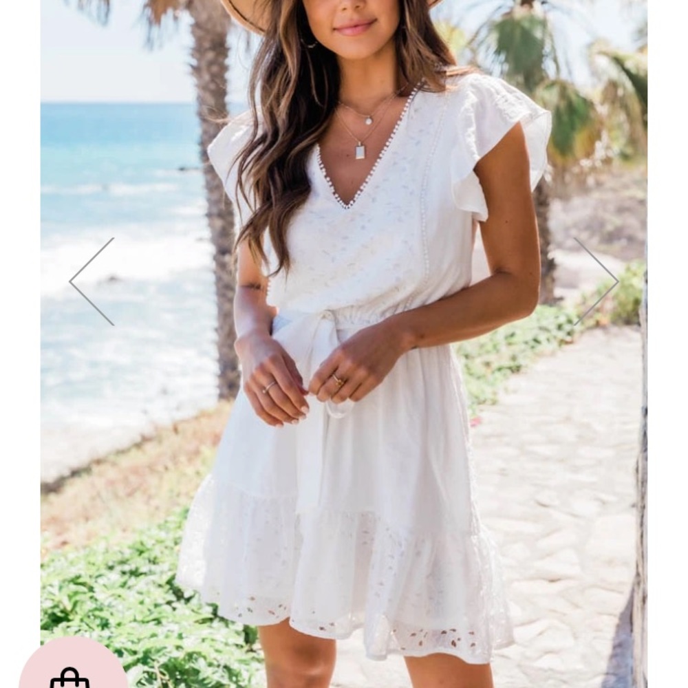NEW Pink Lily Riverside Daydream Lace White Dress